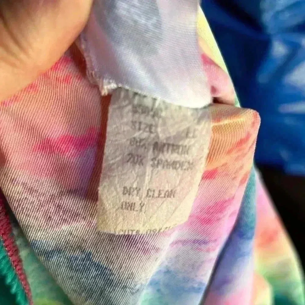 Vintage Rainbow Halter Neck Bell Bottom Flare Leg Jumpsuit Dance Costume 80s 90s - Picture 9 of 9